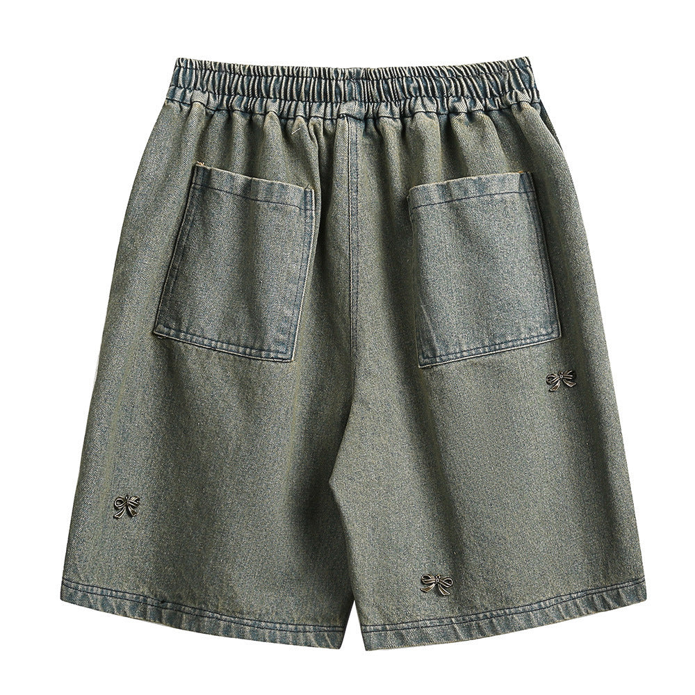 Bow Metal Decoration Denim Shorts